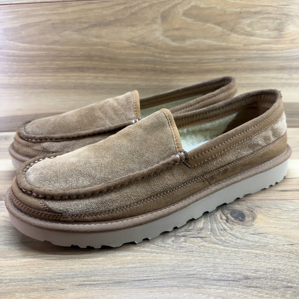 UGG Dex Slippers Moc Toe Loafers Mens 12 Chestnut Suede Casual Everyday Modern